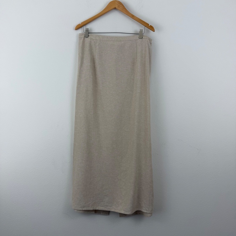 Coastal Grandma Linen Blend Maxi Skirt Beige Old Navy Womens Large Elastic Back
